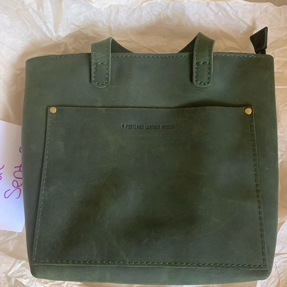 Portland leather goods mini crossbody brushed green new